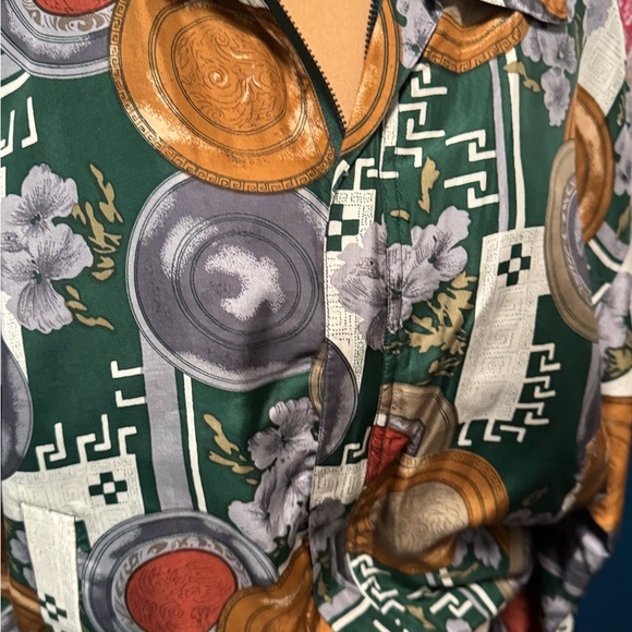 Fuda Stylish Green Silk Patterned Women's Jacket M - Picture 8 of 9